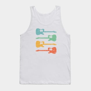 T-Style Electric Guitar Puzzle Cool Retro Colors Tank Top